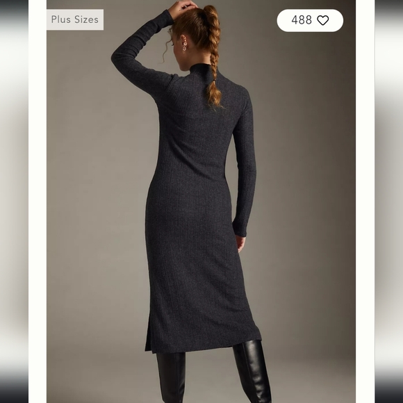 New Anthropologie Daily Practice Turtleneck Side Slit Dress Small - Picture 8 of 8